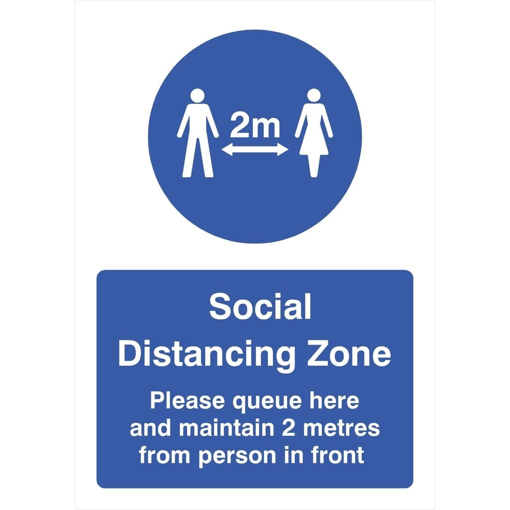 Social Distancing Zone Please Queue Here 2 Metre Sign - The Sign Shed