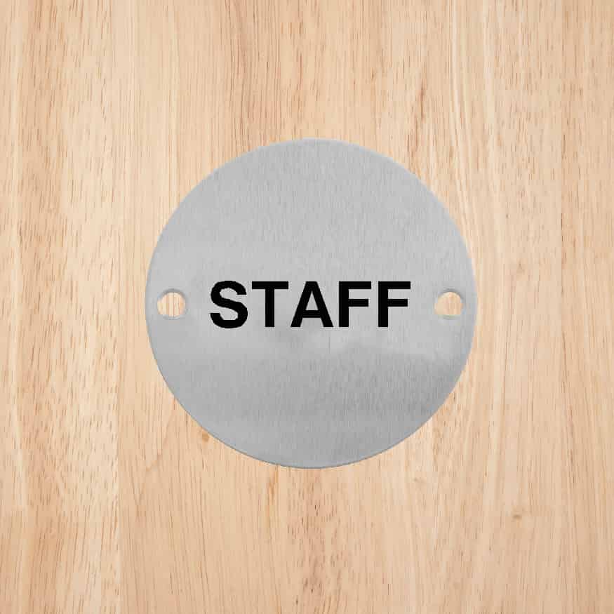 Staff Door Sign in Stainless Steel - The Sign Shed