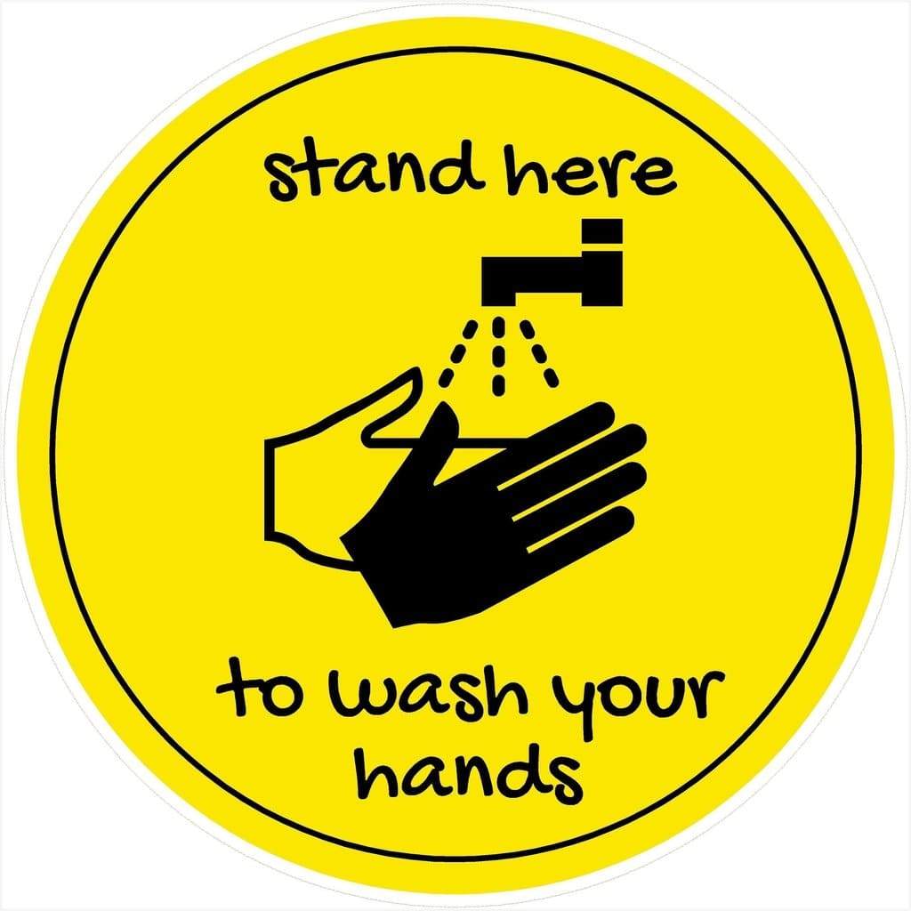 Stand Here To Wash Your Hands Floor Sticker - The Sign Shed