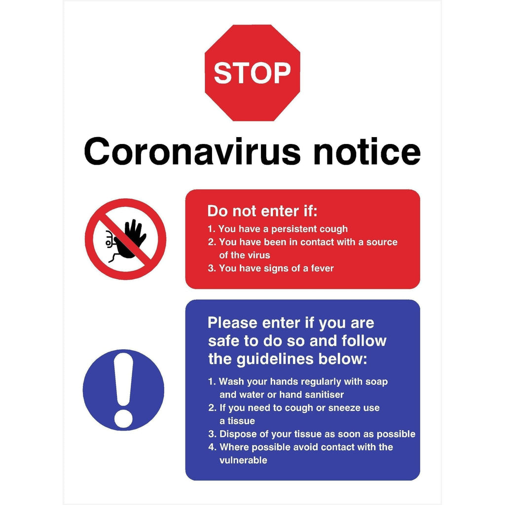 Stop Virus Notice Multi Purpose Sign - The Sign Shed