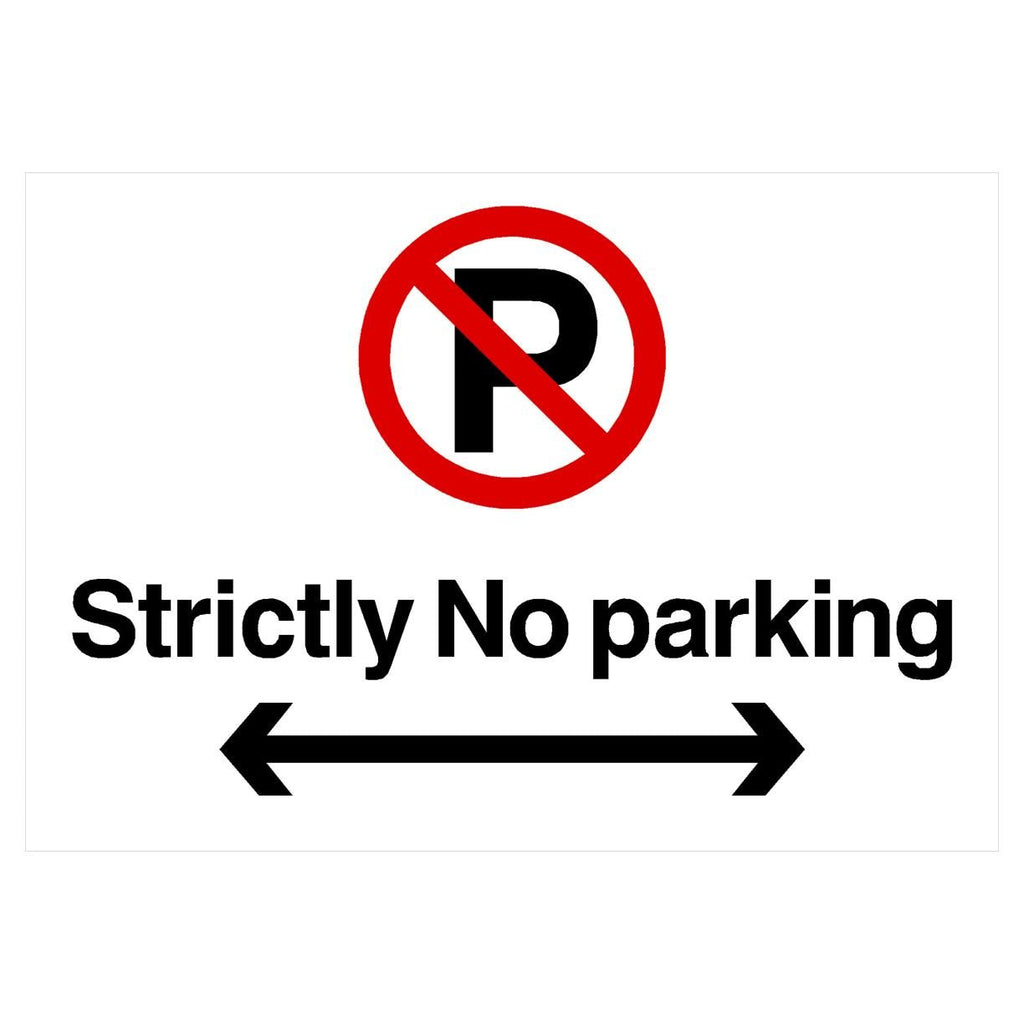 Strictly No Parking Left And Right Arrow Prohibition P Sign Landscape - The Sign Shed