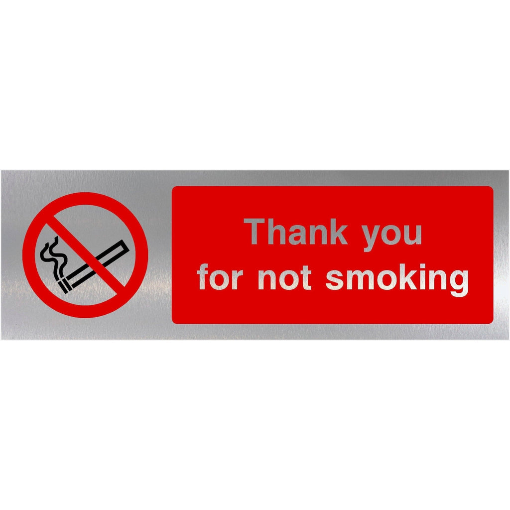 Thank You For Not Smoking Sign in Brushed Silver Landscape - The Sign Shed