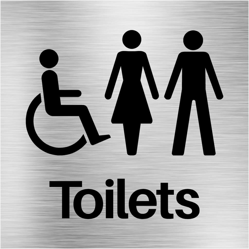 Unisex Disabled Toilets Sign in Brushed Silver - The Sign Shed