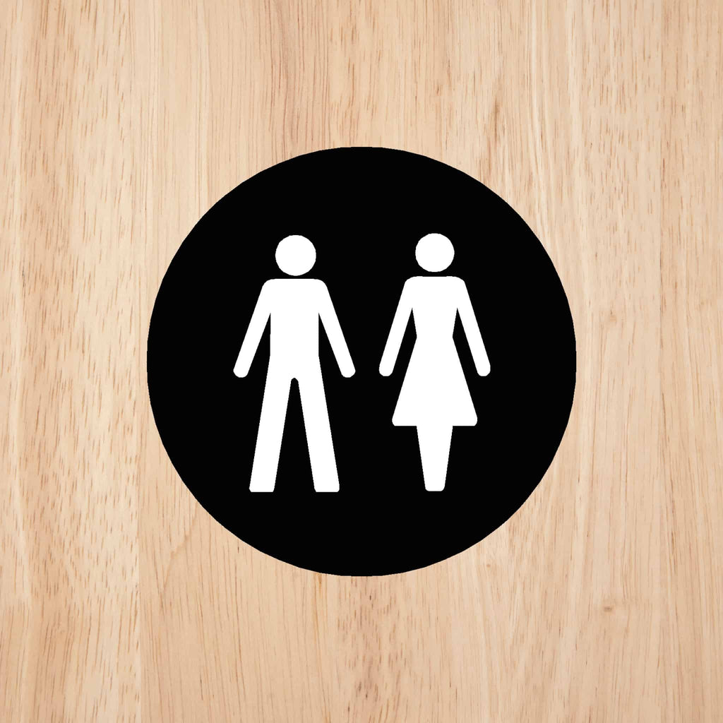 UNISEX Premium Black toilet door sign - The Sign Shed