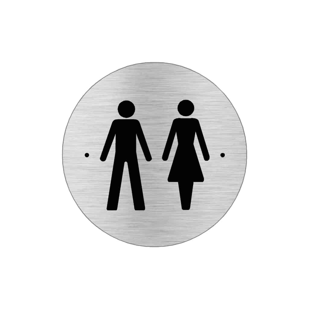 UNISEX Premium Brushed Silver toilet door sign - The Sign Shed