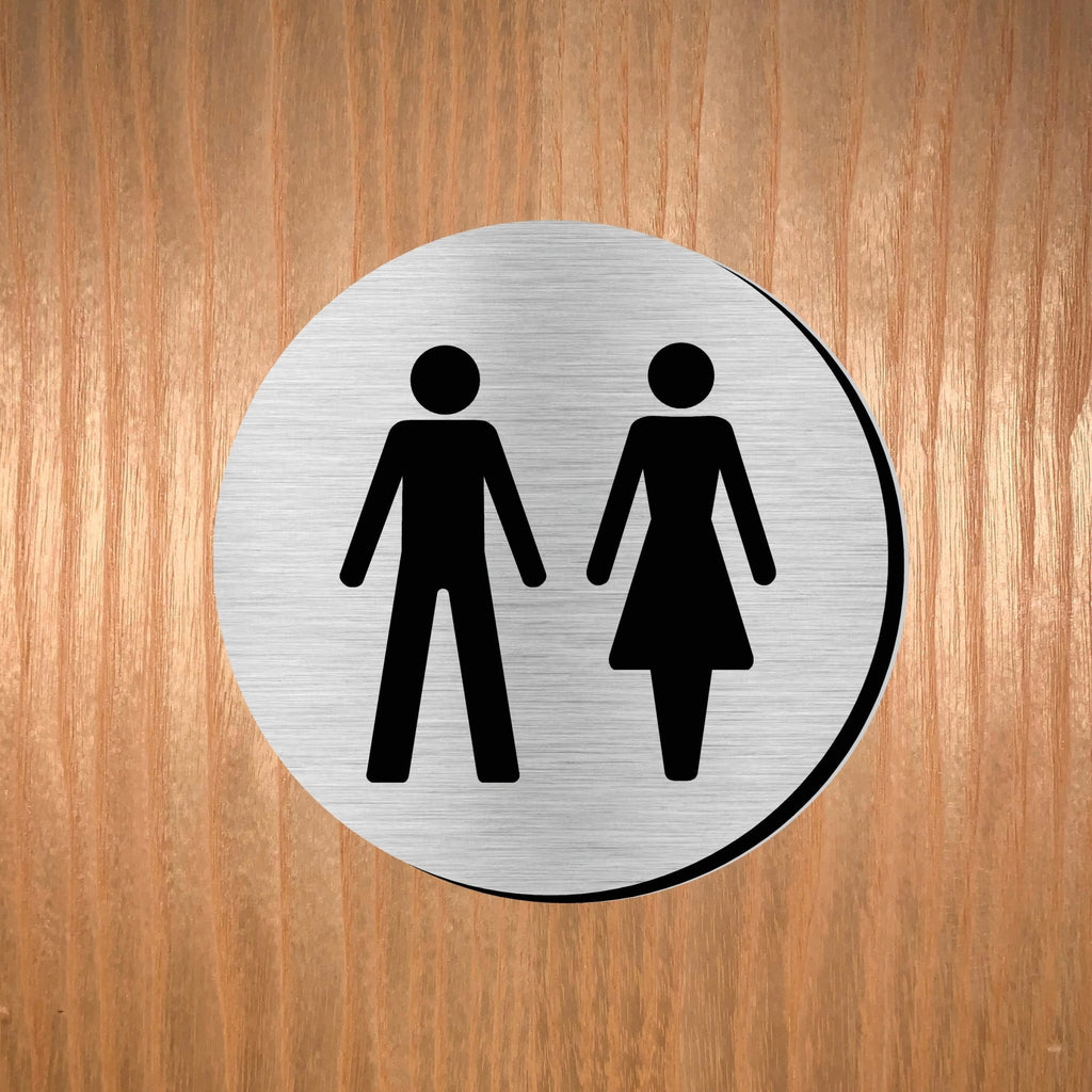 UNISEX Premium Brushed Silver toilet door sign - The Sign Shed