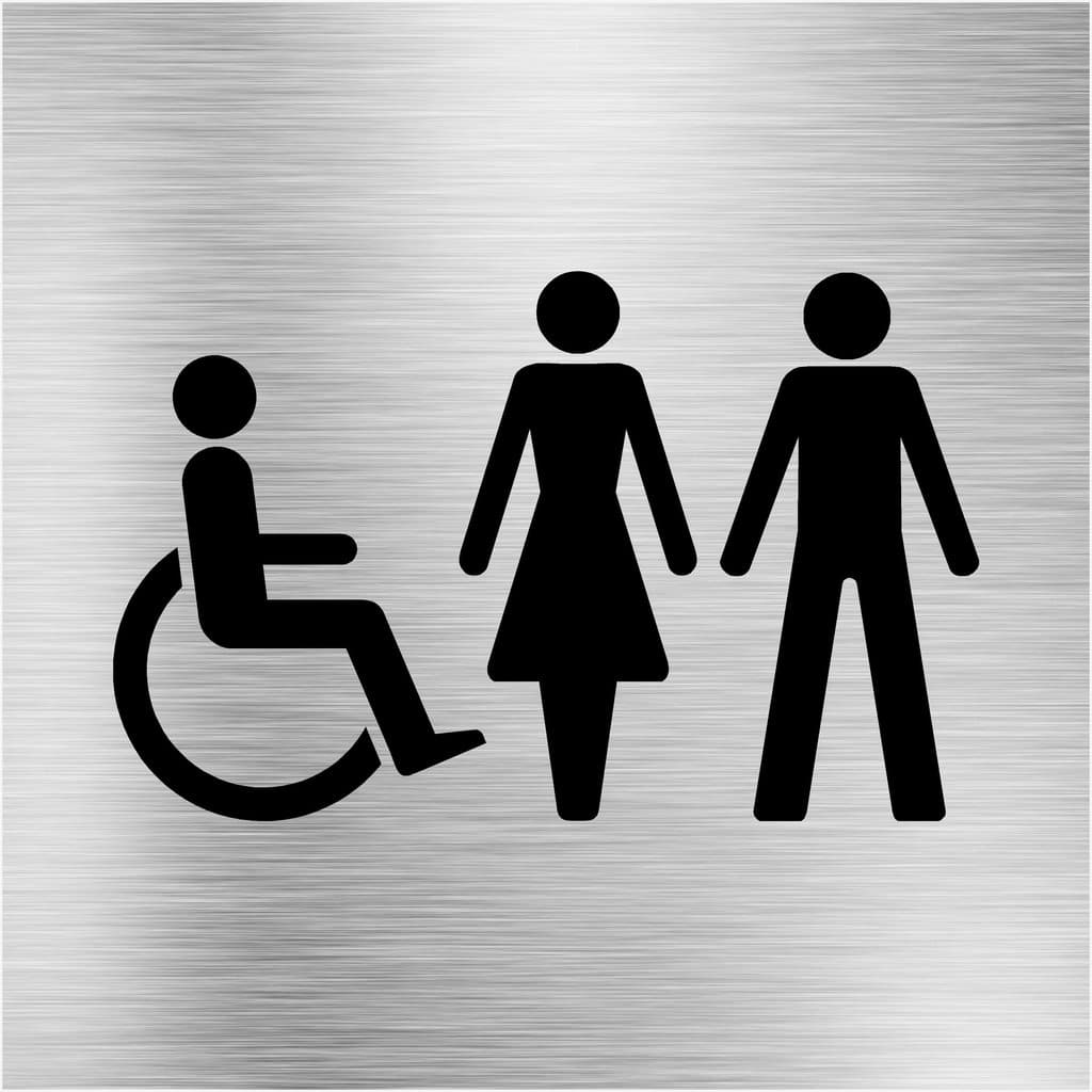 Unisex Toilets Disabled Sign in Brushed Silver - The Sign Shed