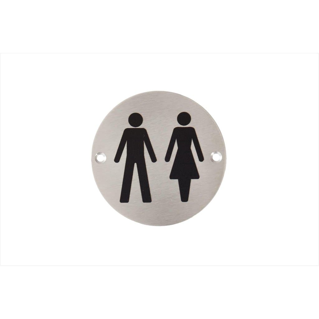 Unisex Toilets Sign in Satin Stainless Steel - The Sign Shed