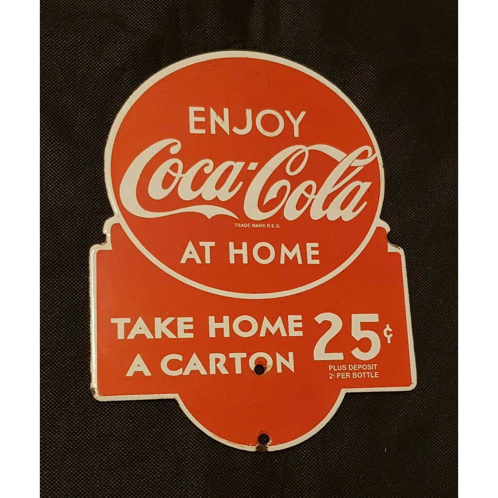 Vintage American Enamel Coca Cola Advertising Sign, Small Size - The Sign Shed