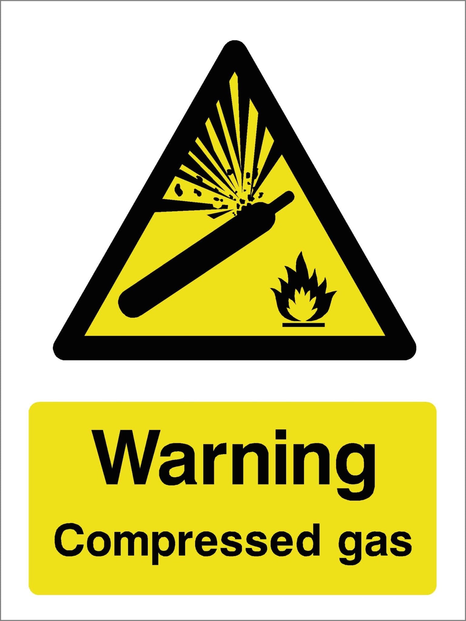 Compressd Gas Sign Warning Compressed Gas Sign