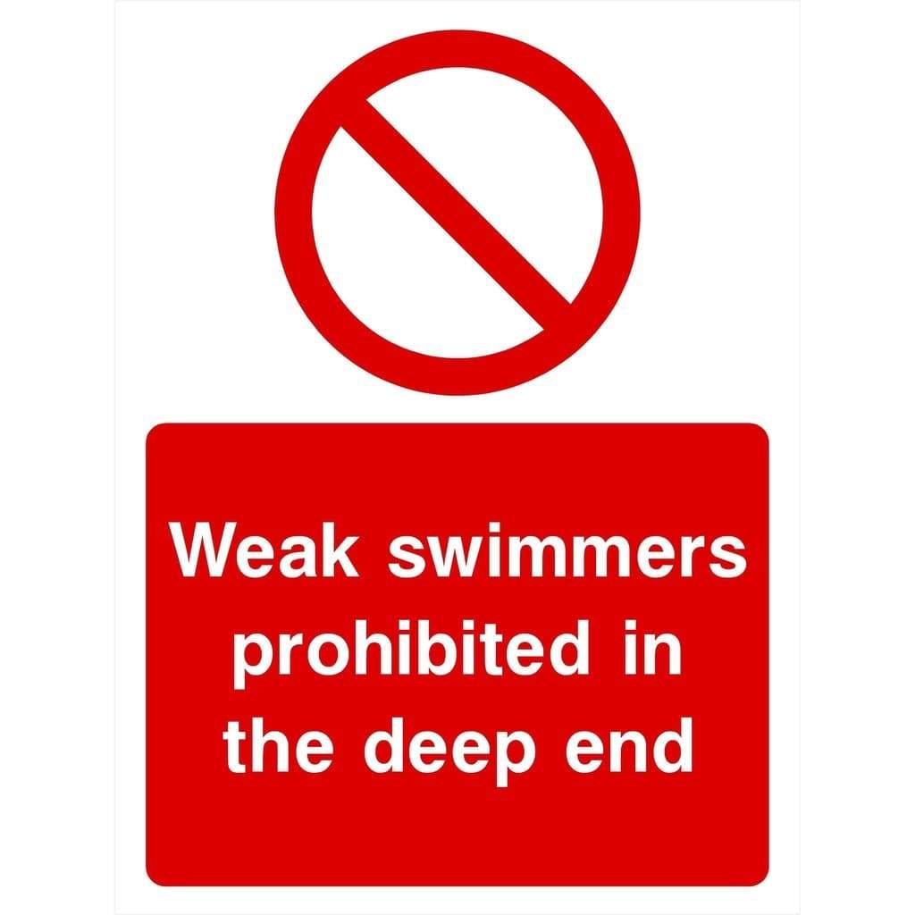 Weak Swimmers Prohibited In Deep End Sign - The Sign Shed