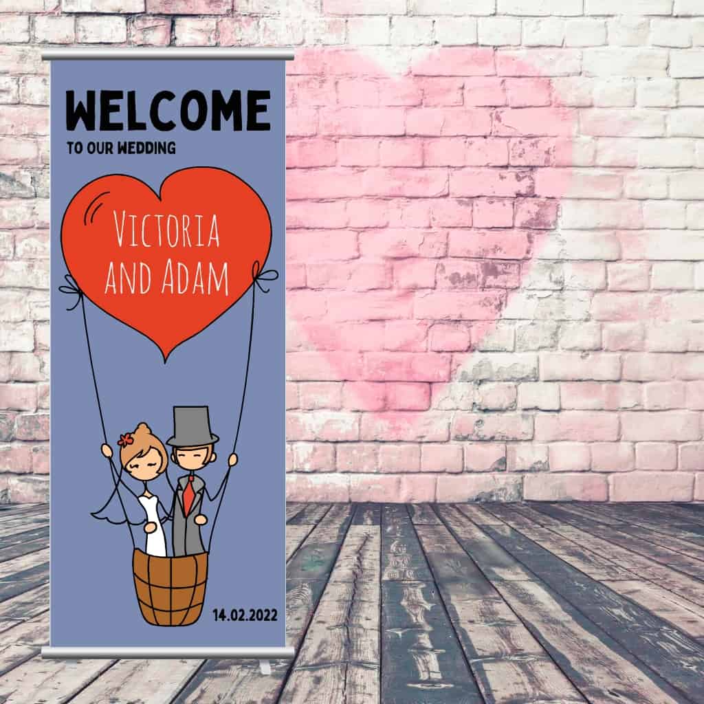 Wedding Pop Up Banner | Balloon Blue - The Sign Shed