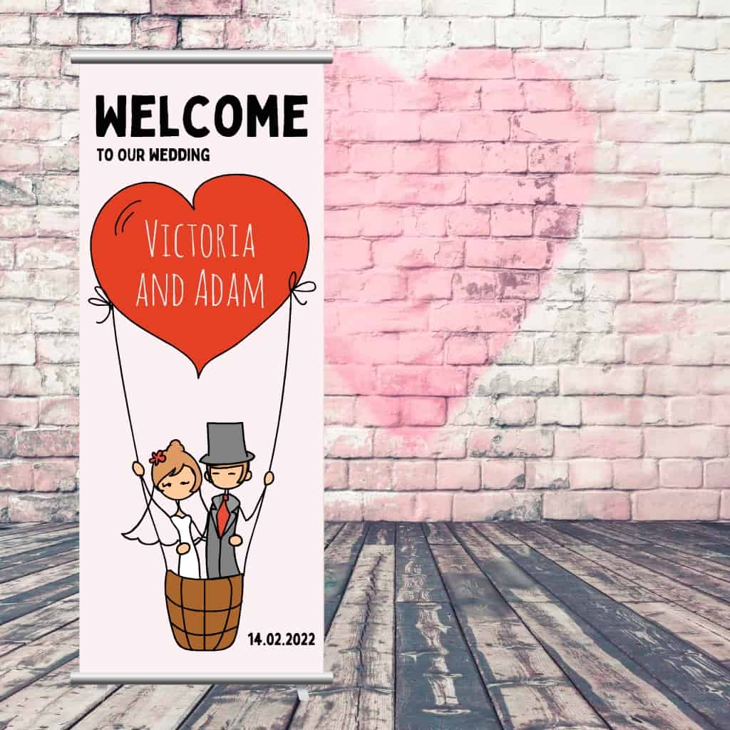 Wedding Pop Up Banner | Couple in Balloon Pink - The Sign Shed