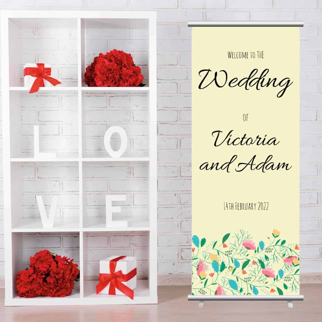 Wedding Pop Up Banner | Decorative Flowers Cream - The Sign Shed