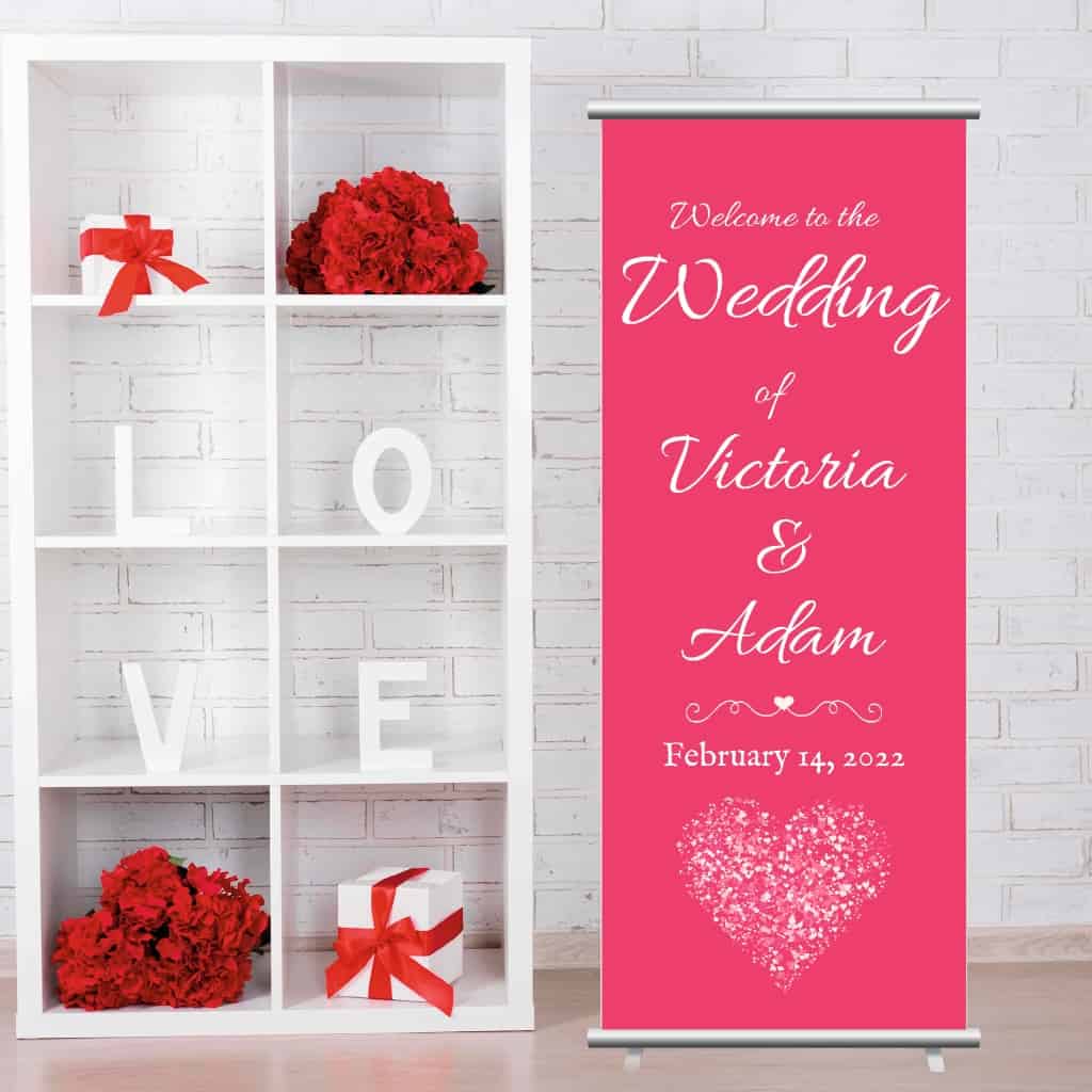 Wedding Pop Up Banner | Pale Pink Heart - The Sign Shed