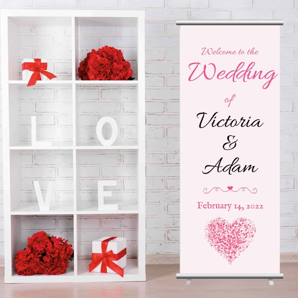 Wedding Pop Up Banner | Pink Heart - The Sign Shed