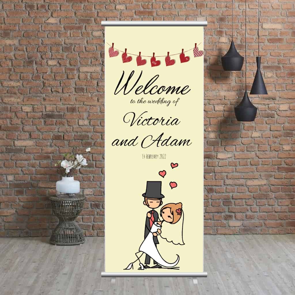 Wedding Pop Up Banner | Wedding Bride And Groom Cream - The Sign Shed