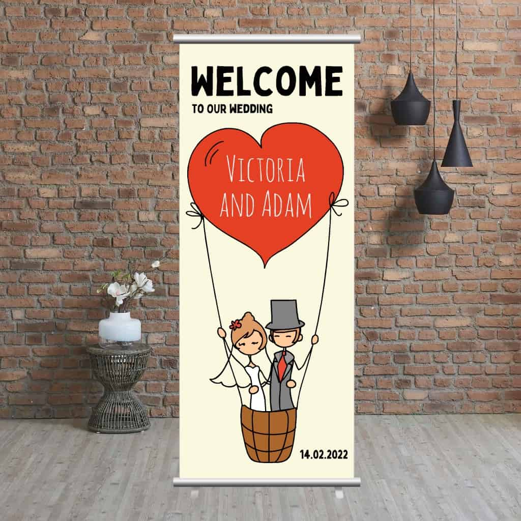 Wedding Pop Up Banner | Wedding Couple in Balloon Cream - The Sign Shed