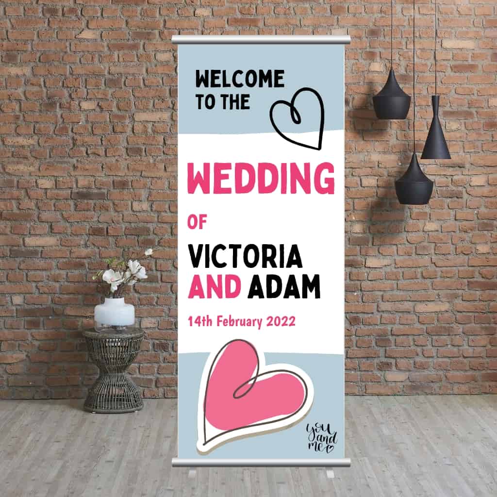 Wedding Pop Up Banner | You And Me Pale Blue - The Sign Shed