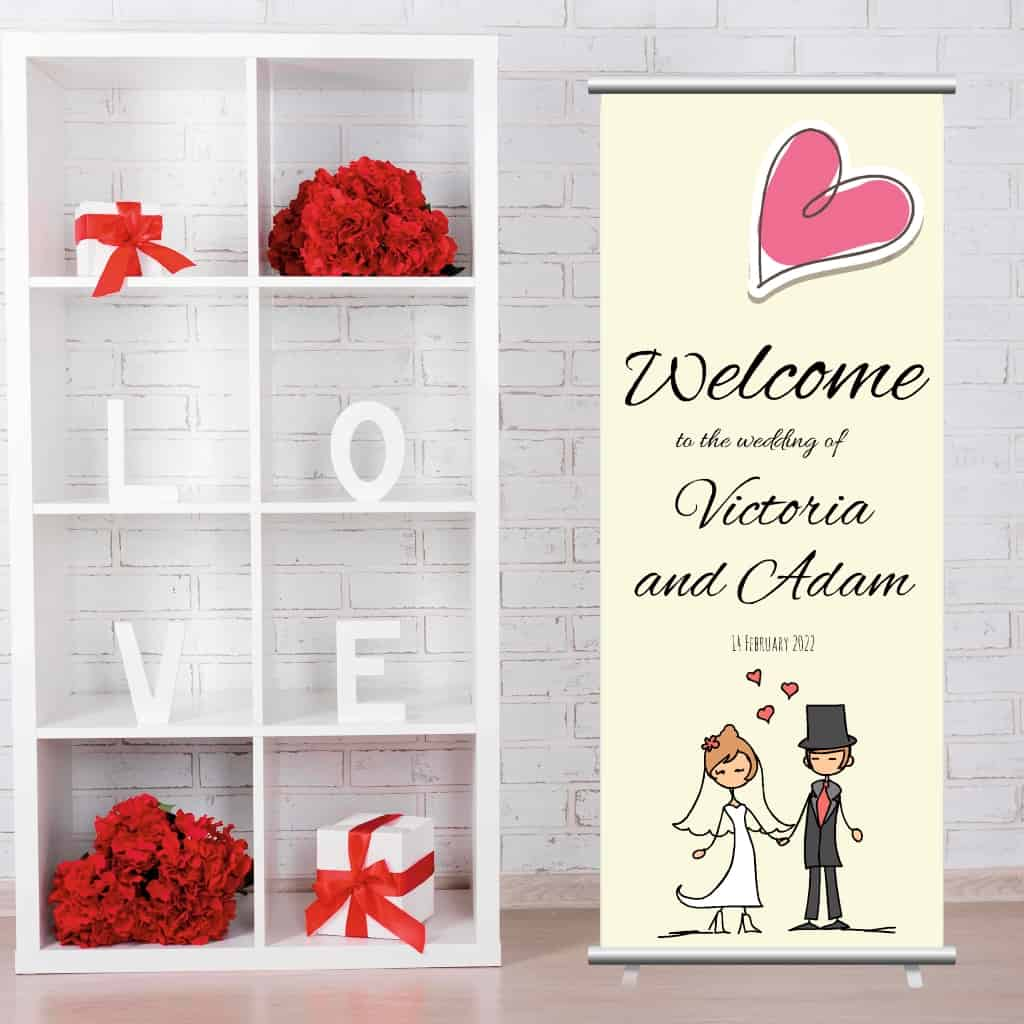 Wedding Roller Banner | Holding Hands Cream - The Sign Shed